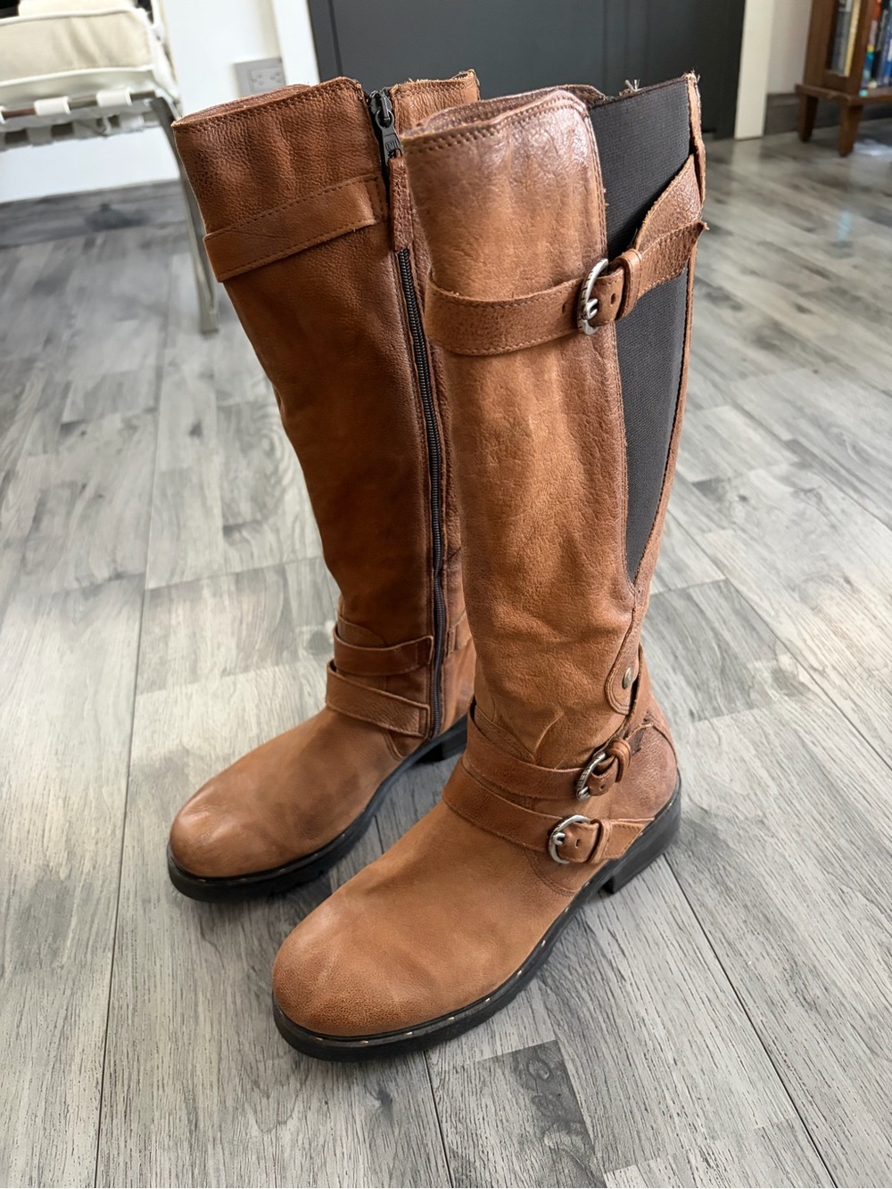 Miz Mooz Cognac Over-the-Knee Buckle Riding Boots